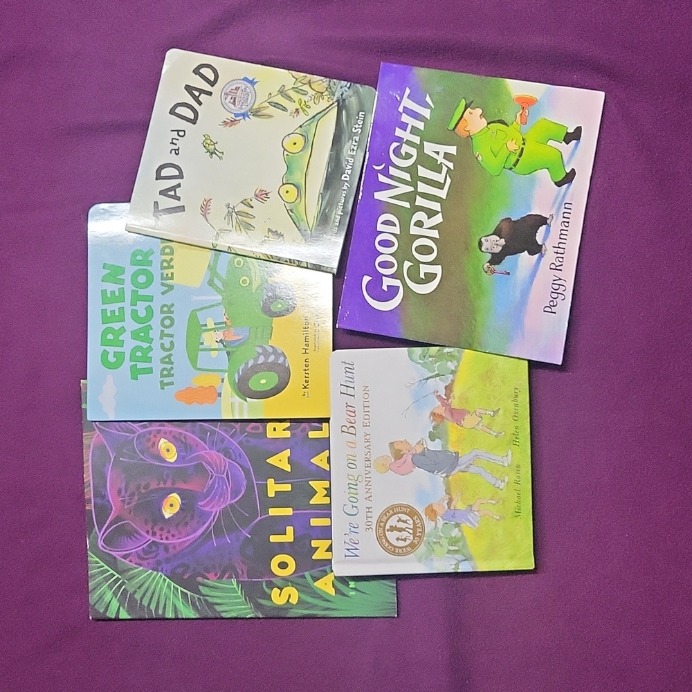 Kids Children's books lot 5 softcover NWOT green tractor boys solitary animals